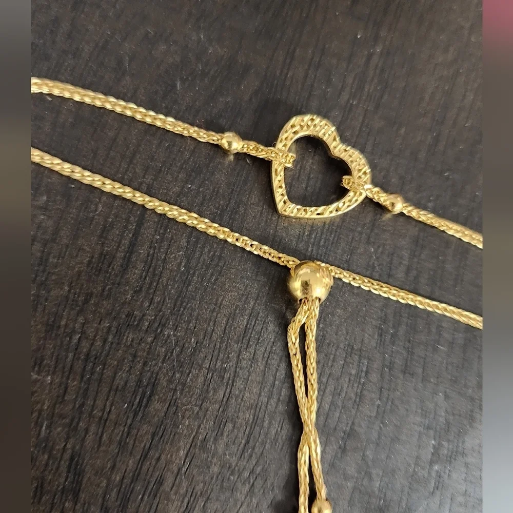 Zales 14k Gold Heart Outline Bolo Bracelet In Gold - 8